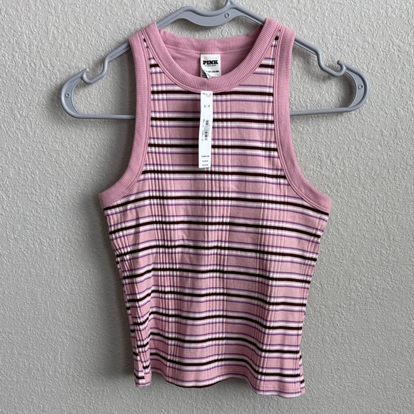 PINK Victoria's Secret Multi Rib High Neck Tank sz Small NWT - Picture 1 of 4
